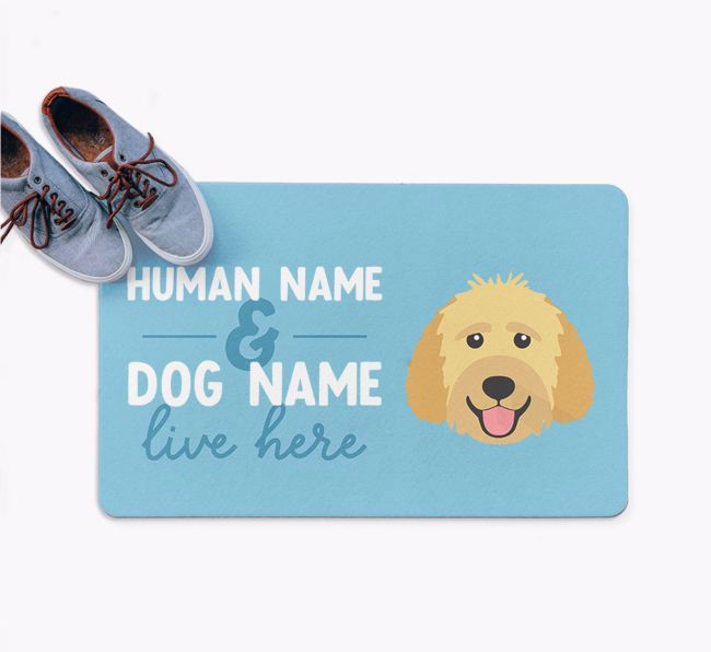 Human & Dog Live Here: Personalized {breedFullName} Doormat